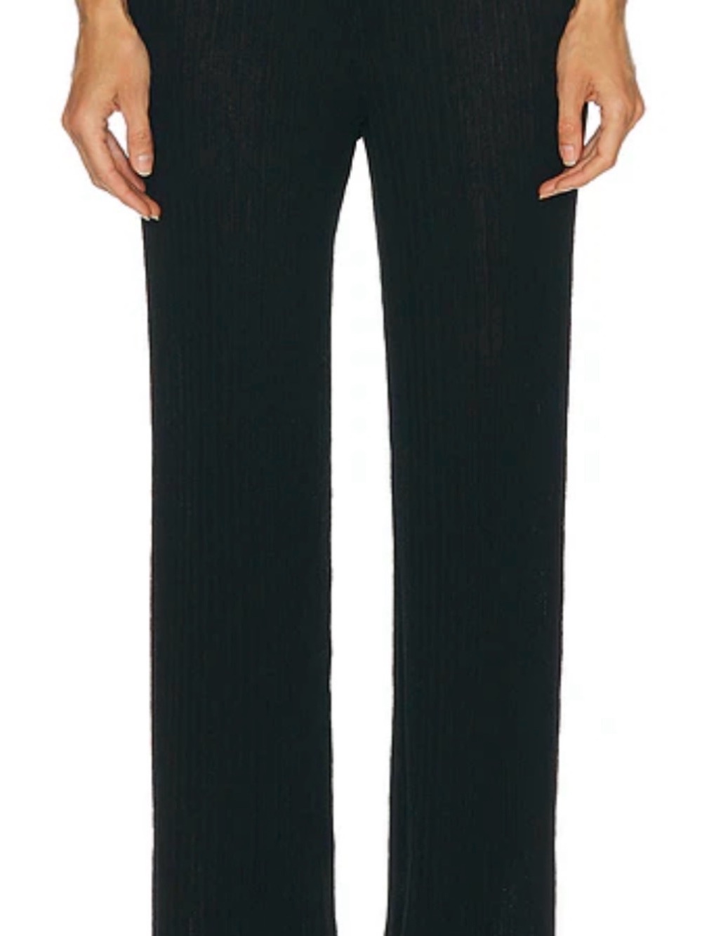 SKIMS Black Ribbed Wide-Leg Knit Pants